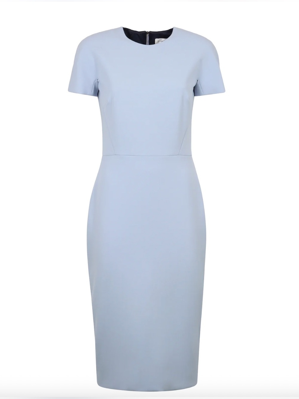 Victoria Beckham Short-Sleeve Light Blue crepe midi Dress UK14/us10